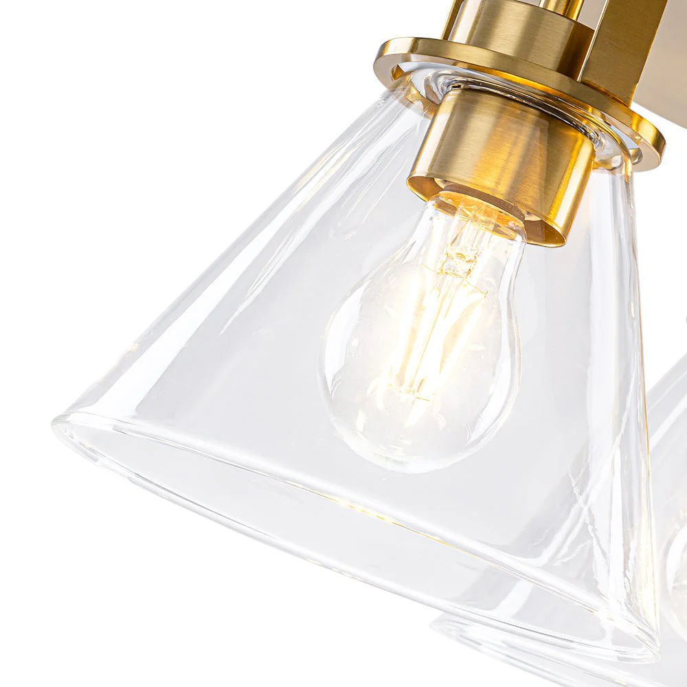 Brass 3-Light Glass Conical Shade Round Ceiling Light - Image 13