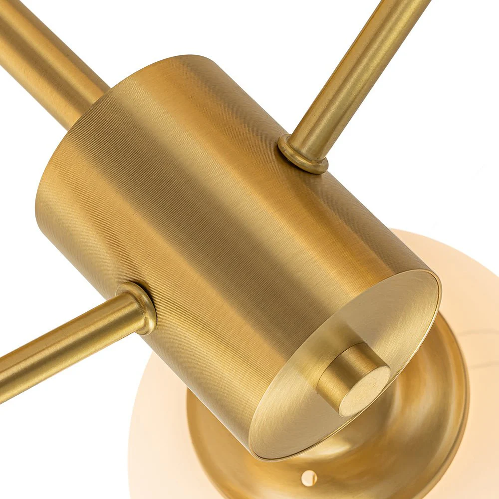 Brass 3-Light Opal Glass Globe Semi Flush Mount - Image 7