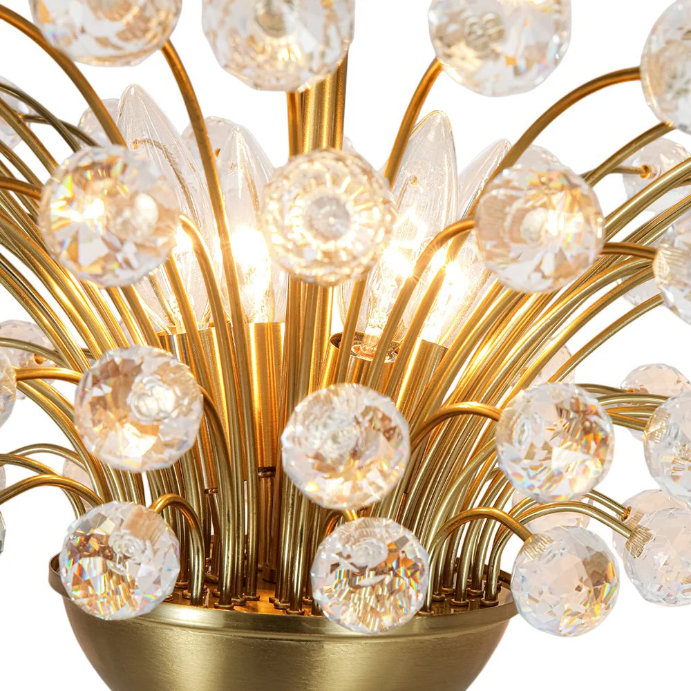 Brass 4-Light Bloom Bouquet Crystal Starburst Semi Flush Mount - Image 13