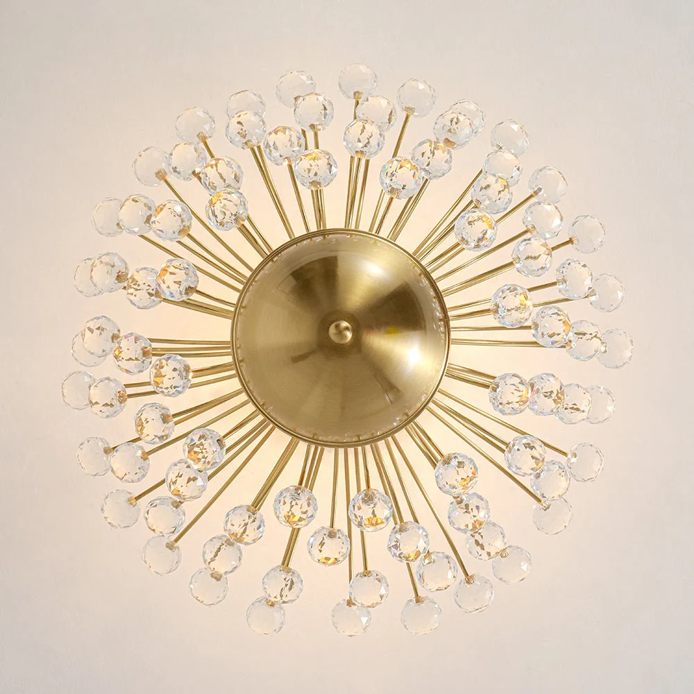 Brass 4-Light Bloom Bouquet Crystal Starburst Semi Flush Mount - Image 15