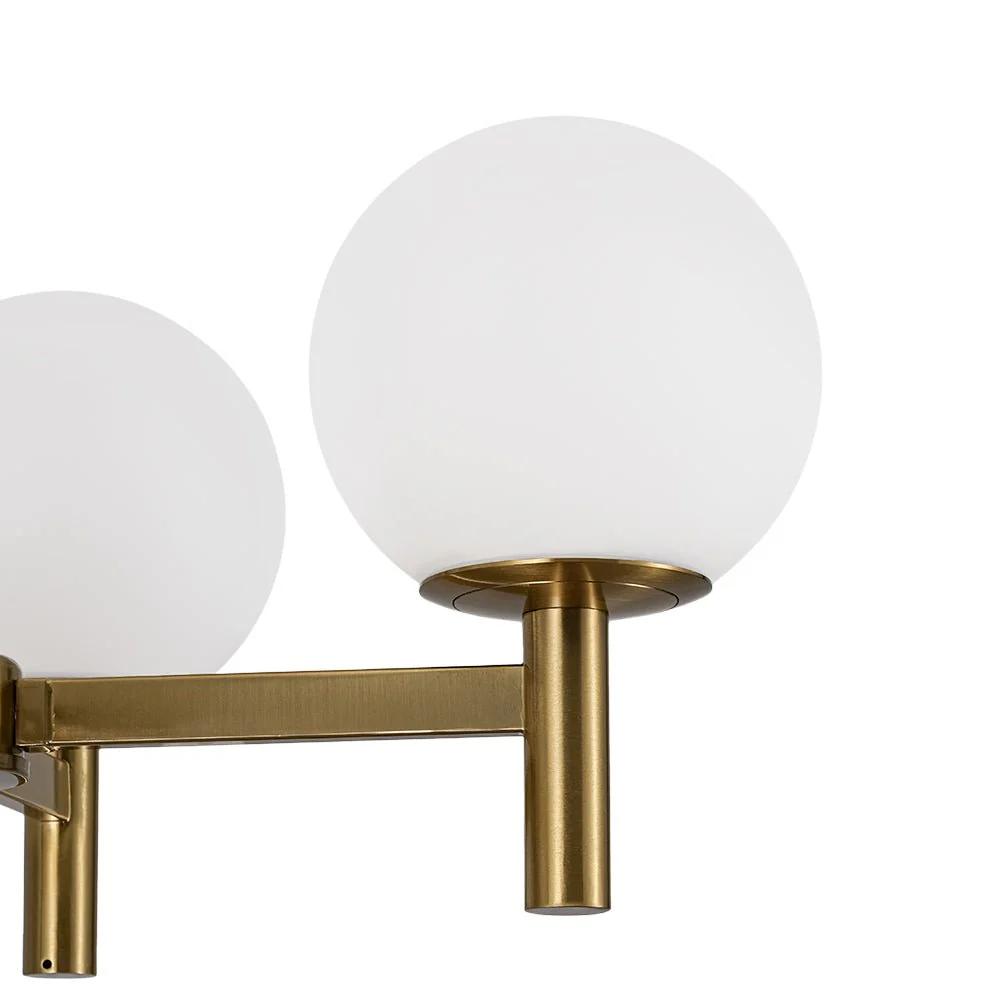 Brass 4-Light Opal Glass Globe Round Sputnik Chandelier - Image 10