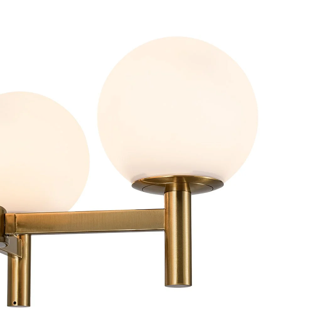 Brass 4-Light Opal Glass Globe Round Sputnik Chandelier - Image 9