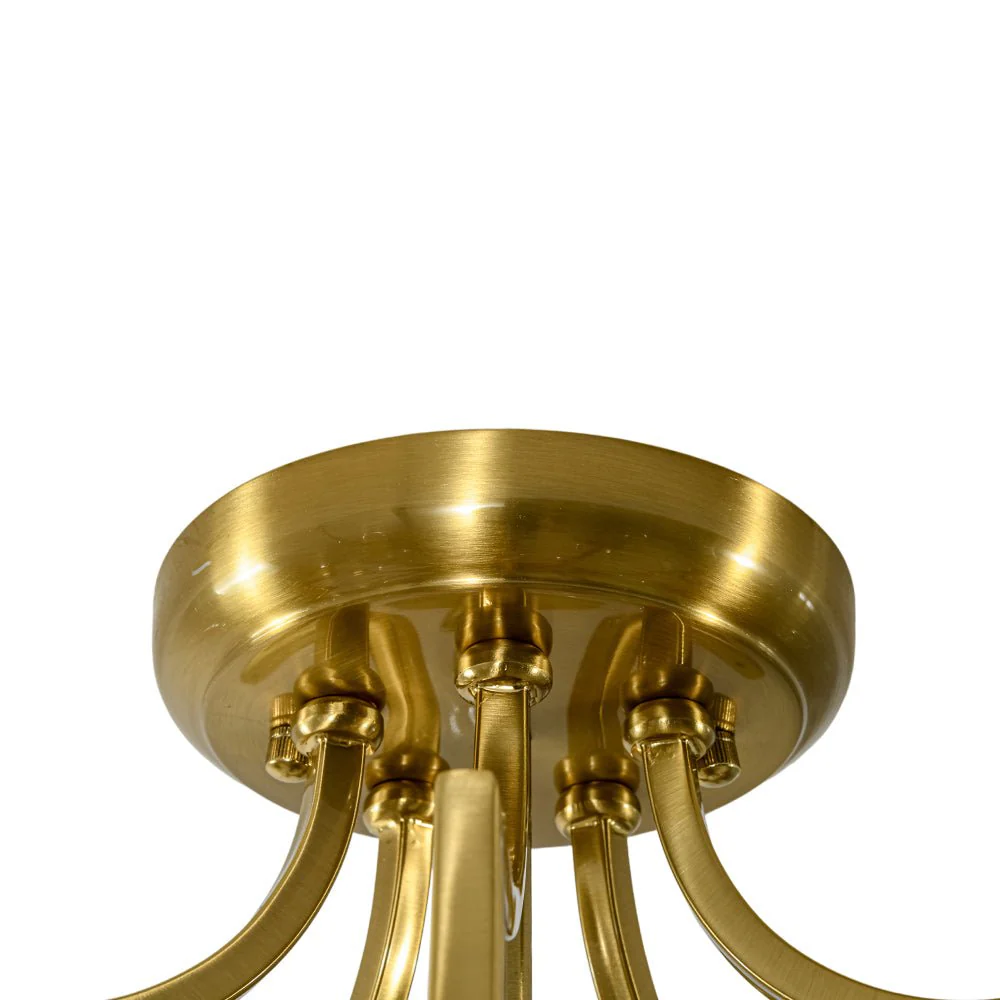 Brass 5-Light Candle Style Crystal Crown Semi Flush Mount - Image 10