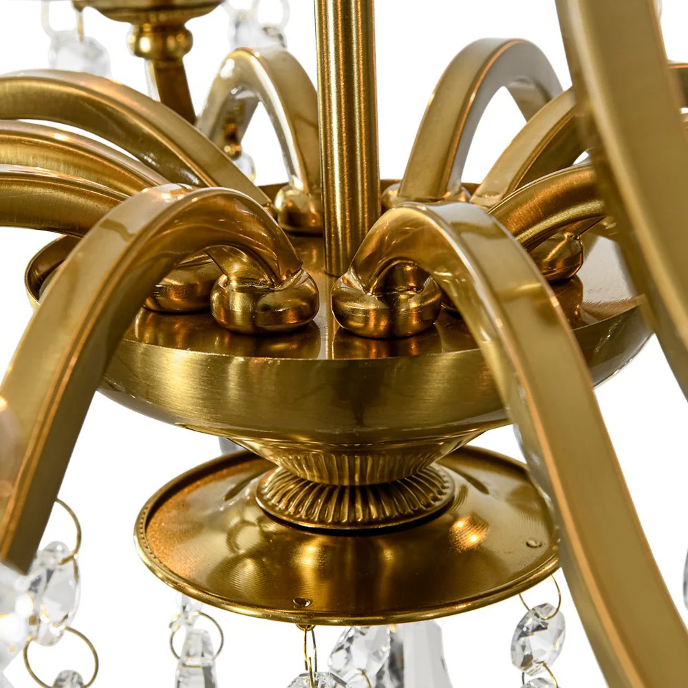 Brass 5-Light Candle Style Crystal Crown Semi Flush Mount - Image 11