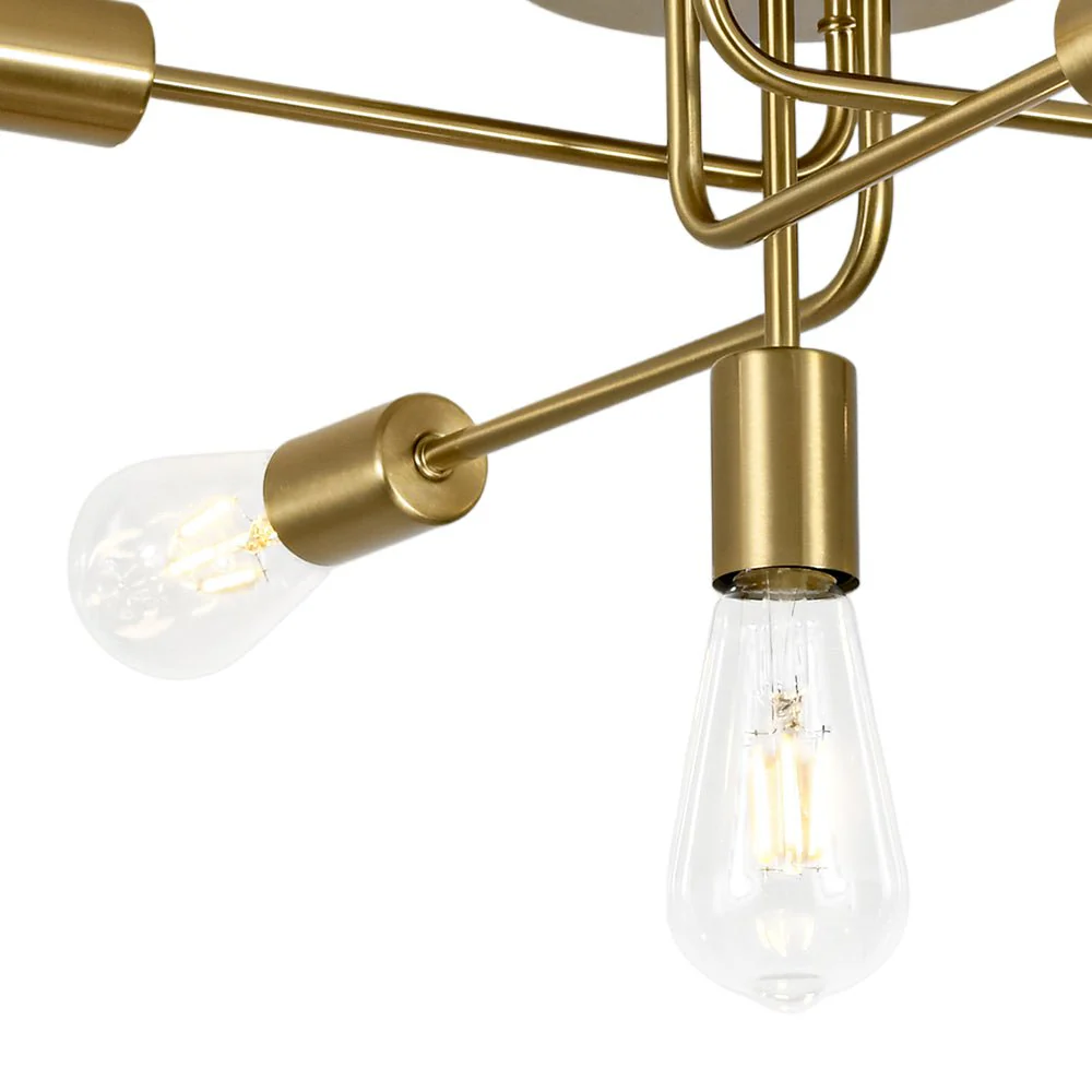 Brass 5-Light Tiered Linear Sputnik Semi Flush Mount - Image 10