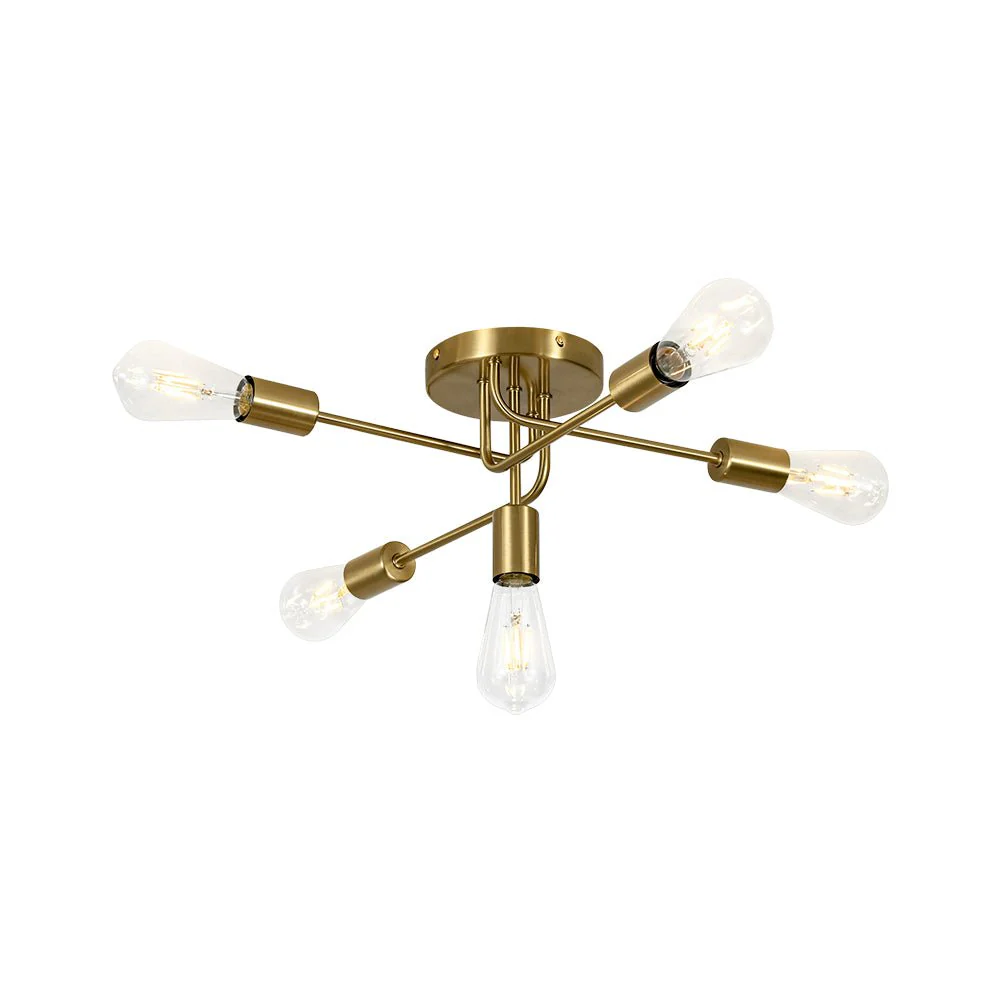 Brass 5-Light Tiered Linear Sputnik Semi Flush Mount - Image 2