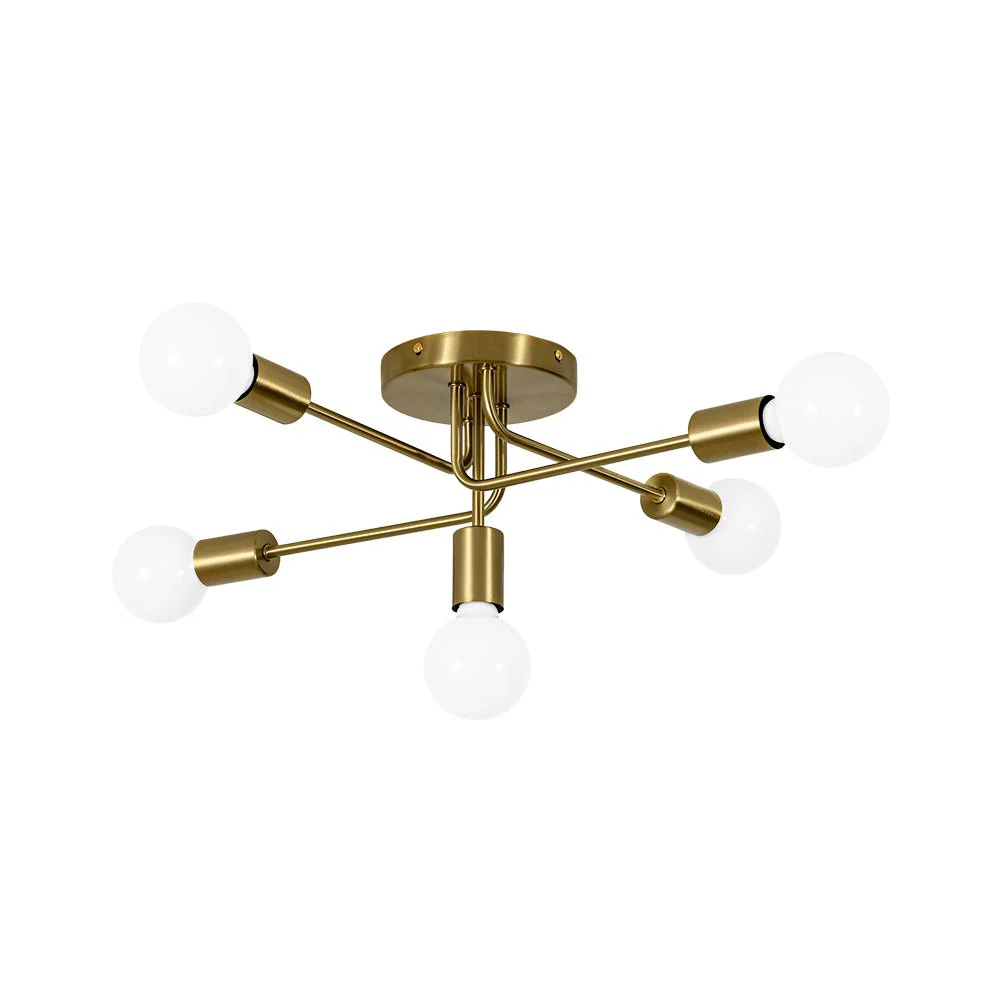 Brass 5-Light Tiered Linear Sputnik Semi Flush Mount - Image 4