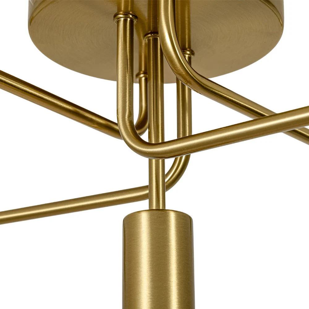 Brass 5-Light Tiered Linear Sputnik Semi Flush Mount - Image 9