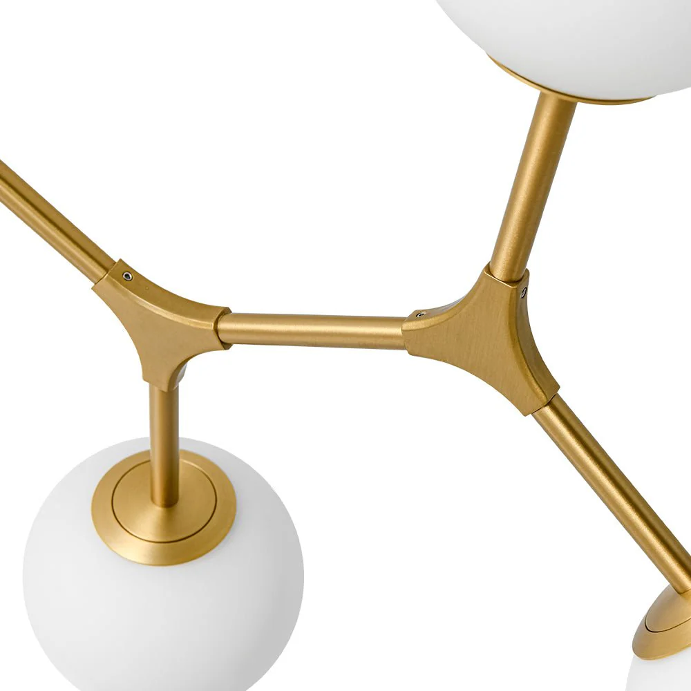 6-Light Opal Glass Globe Linear Branch Sputnik Chandelier - Image 11