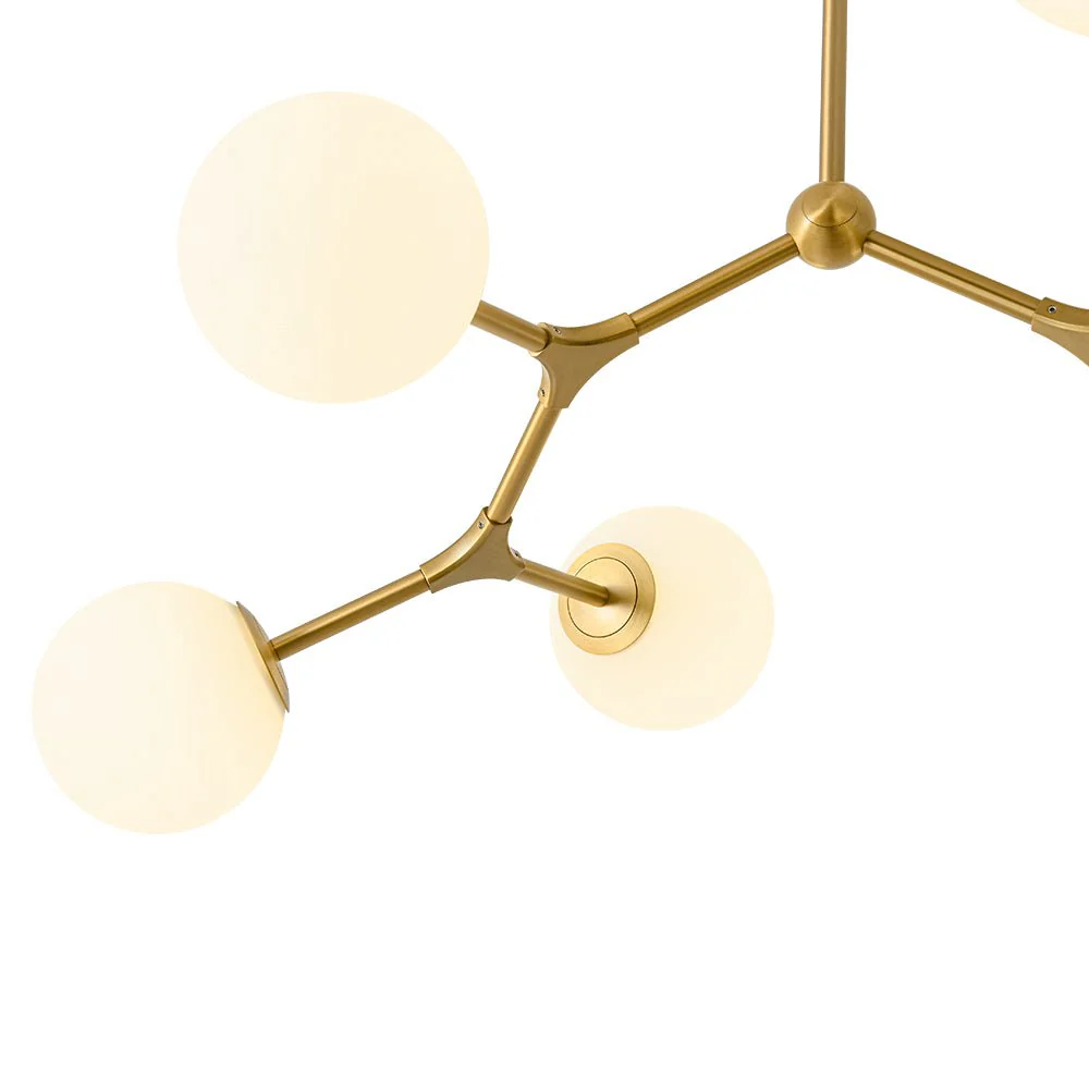 6-Light Opal Glass Globe Linear Branch Sputnik Chandelier - Image 12
