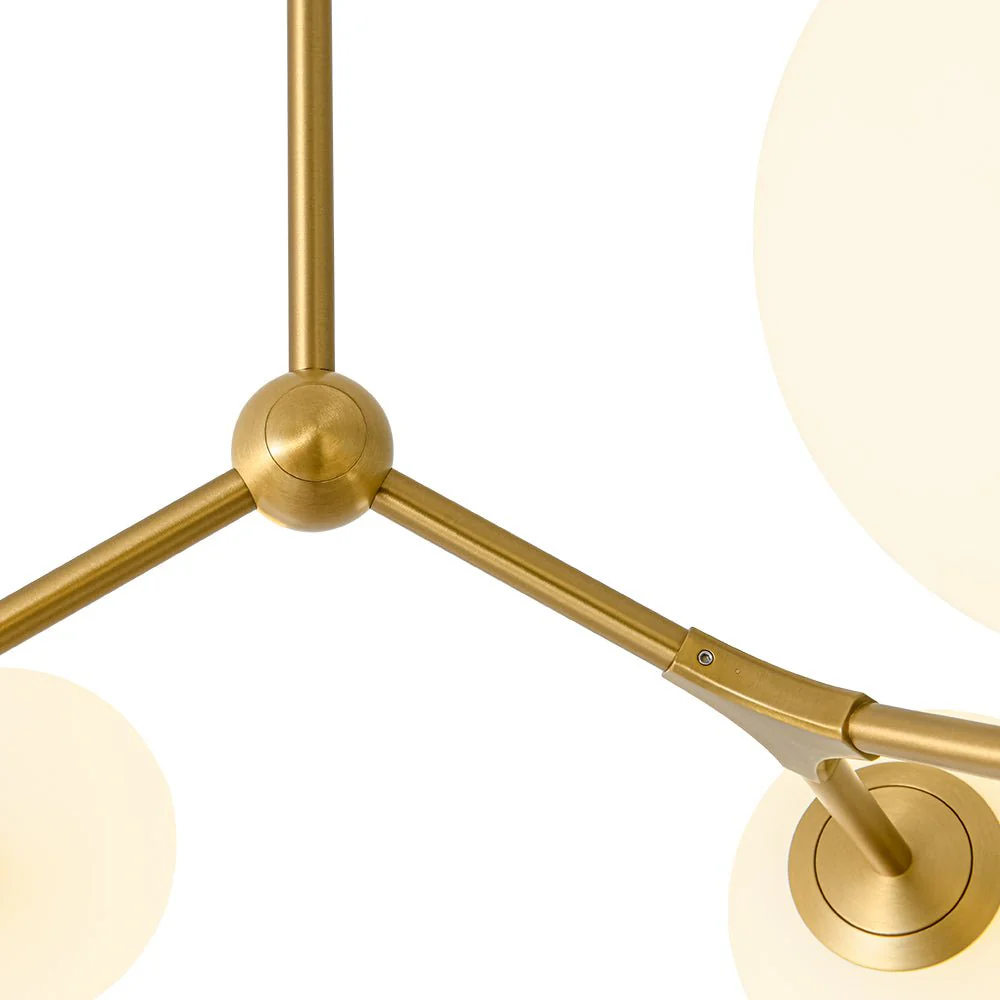 6-Light Opal Glass Globe Linear Branch Sputnik Chandelier - Image 13