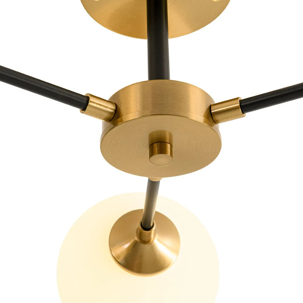 Brass Black 3-Light Frosted Glass Globe Semi Flush Mount - Image 10