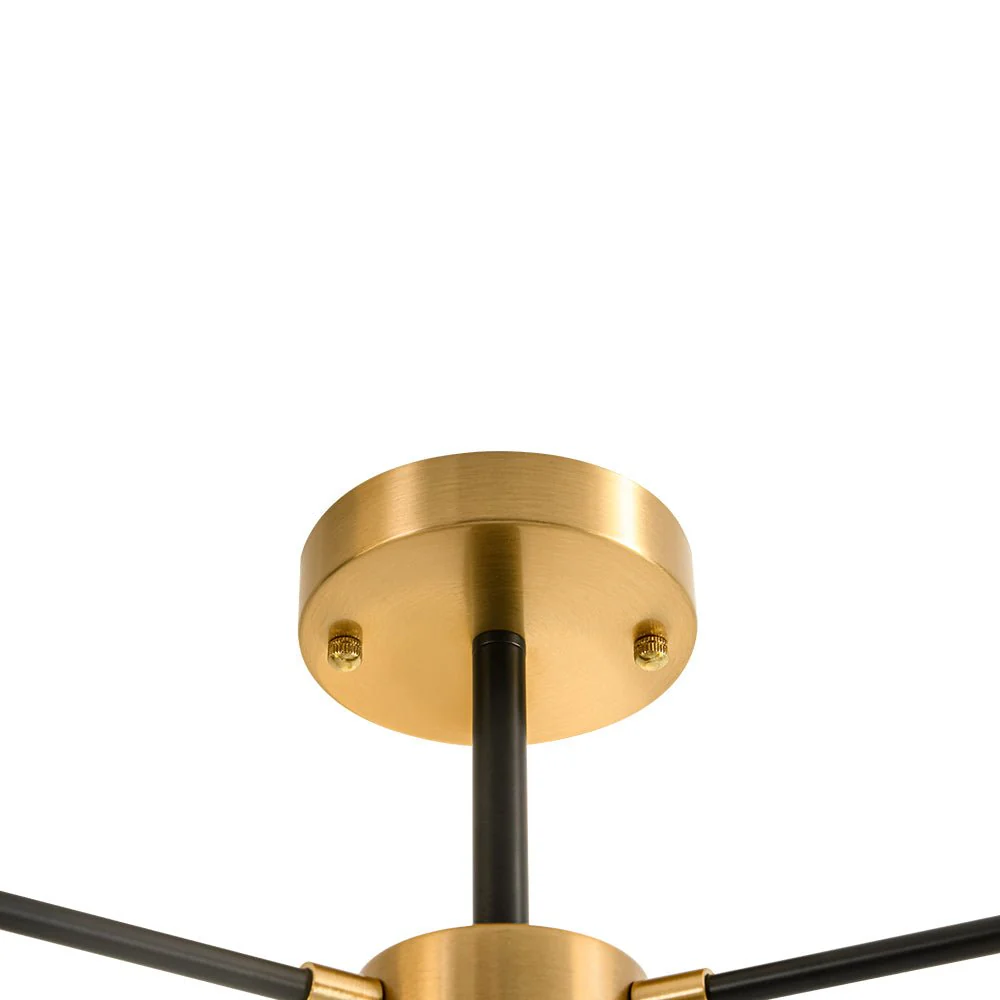 Brass Black 3-Light Frosted Glass Globe Semi Flush Mount - Image 13