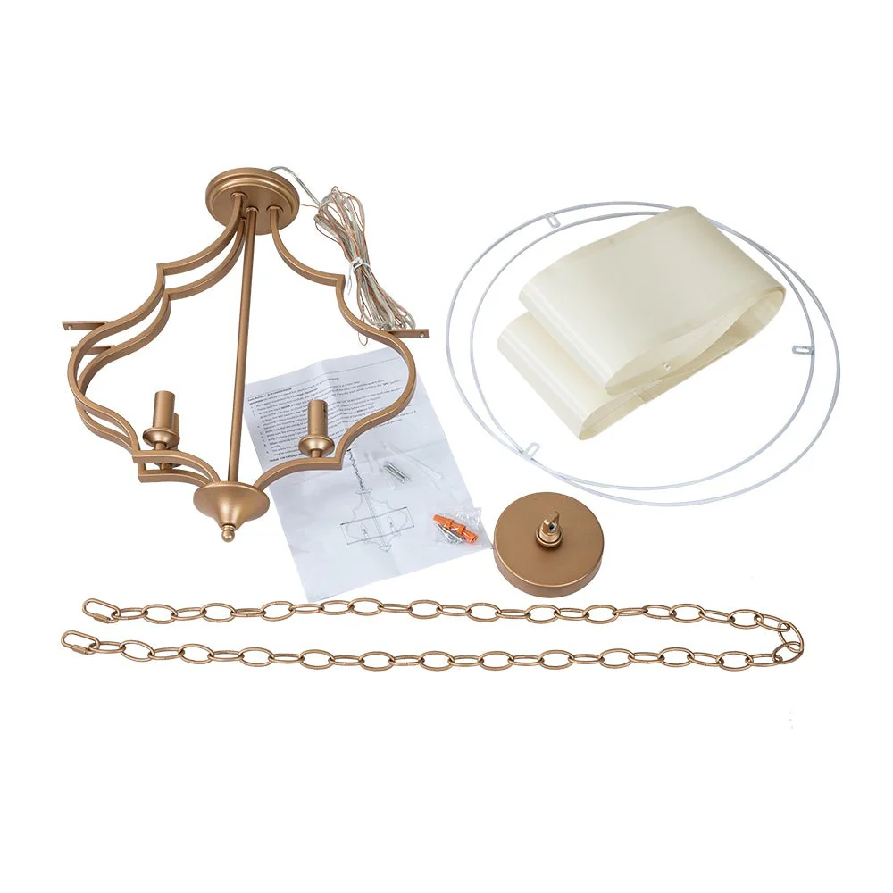 Brass Candle Style Drum Fabric Chandelier - Image 10