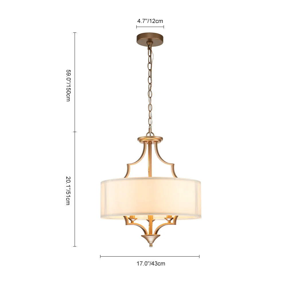 Brass Candle Style Drum Fabric Chandelier - Image 11