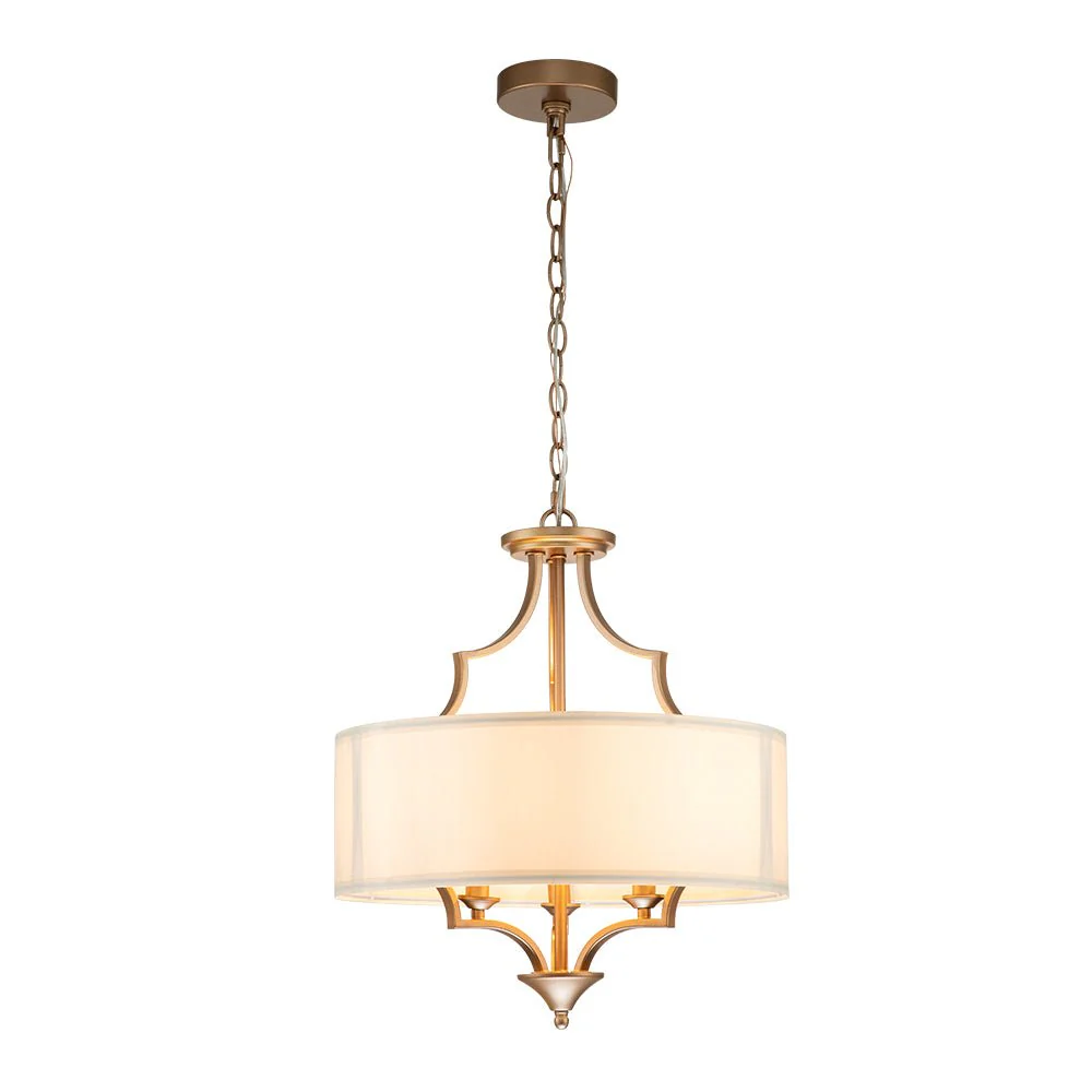 Brass Candle Style Drum Fabric Chandelier - Image 3