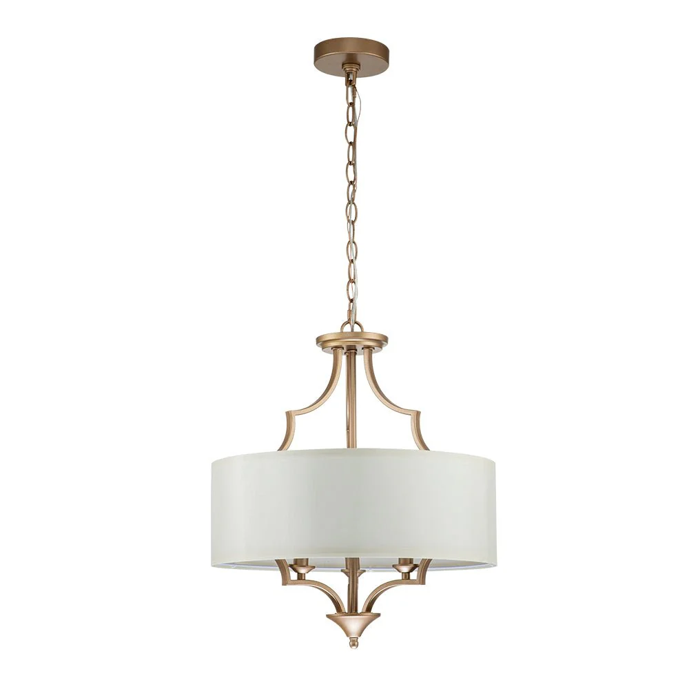 Brass Candle Style Drum Fabric Chandelier - Image 4