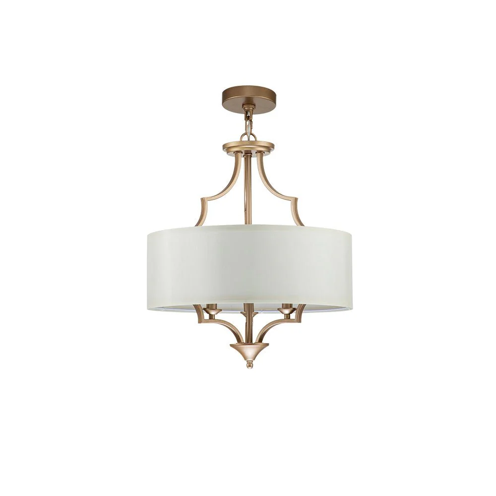 Brass Candle Style Drum Fabric Chandelier - Image 5