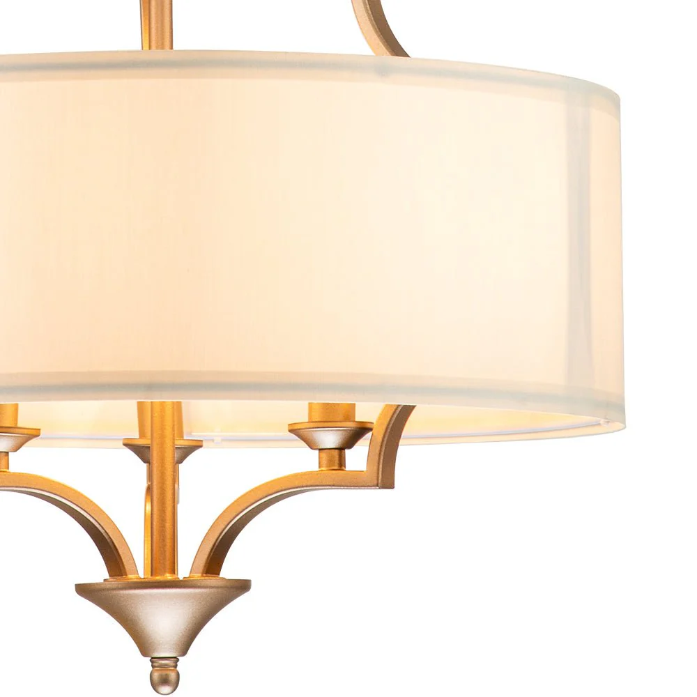Brass Candle Style Drum Fabric Chandelier - Image 6