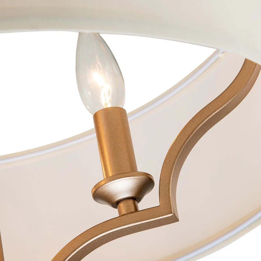 Brass Candle Style Drum Fabric Chandelier - Image 7
