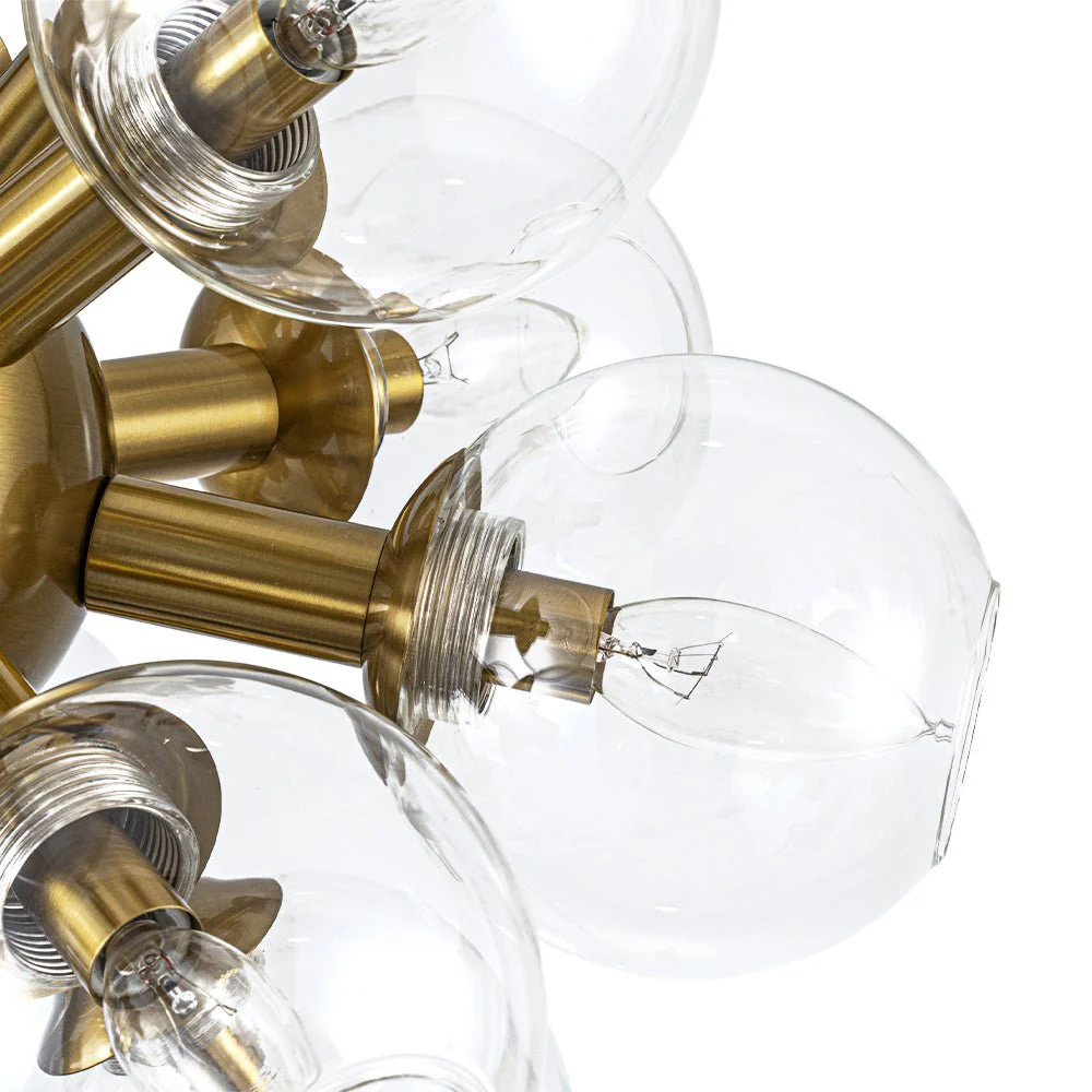 Brass Cluster Glass Globe Bubble Sphere Sputnik Chandelier - Image 12