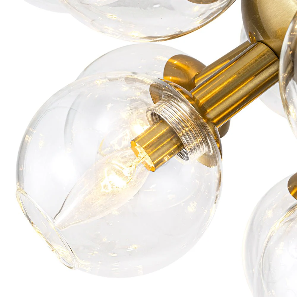 Brass Cluster Glass Globe Bubble Sphere Sputnik Chandelier - Image 13
