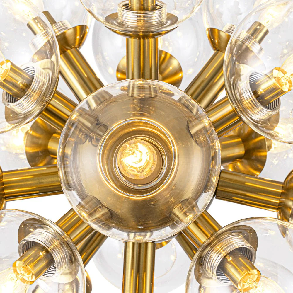 Brass Cluster Glass Globe Bubble Sphere Sputnik Chandelier - Image 14