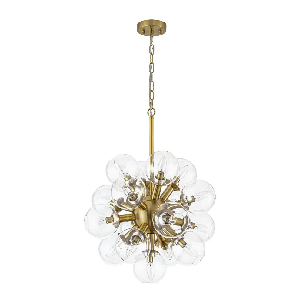 Brass Cluster Glass Globe Bubble Sphere Sputnik Chandelier - Image 4