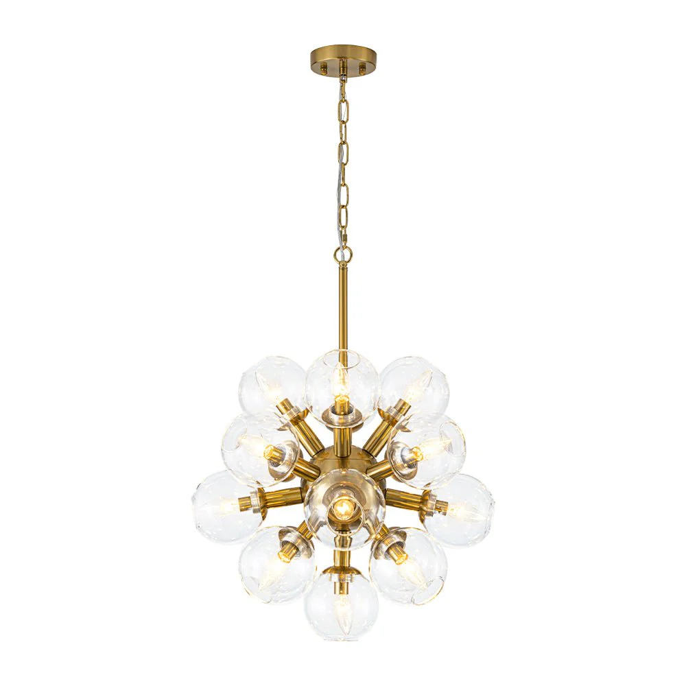 Brass Cluster Glass Globe Bubble Sphere Sputnik Chandelier - Image 5