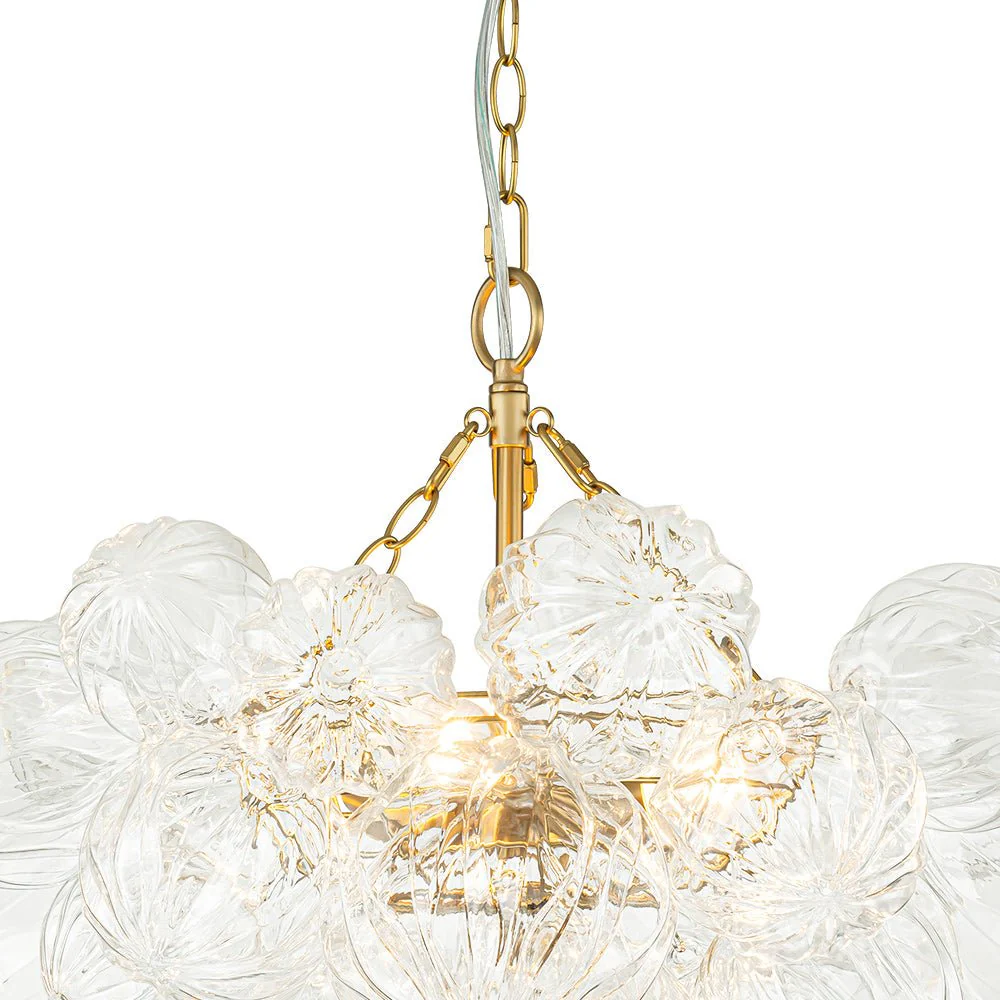 Brass Cluster Sculpture Texture Glass Globe Bubble Chandelier - Image 20