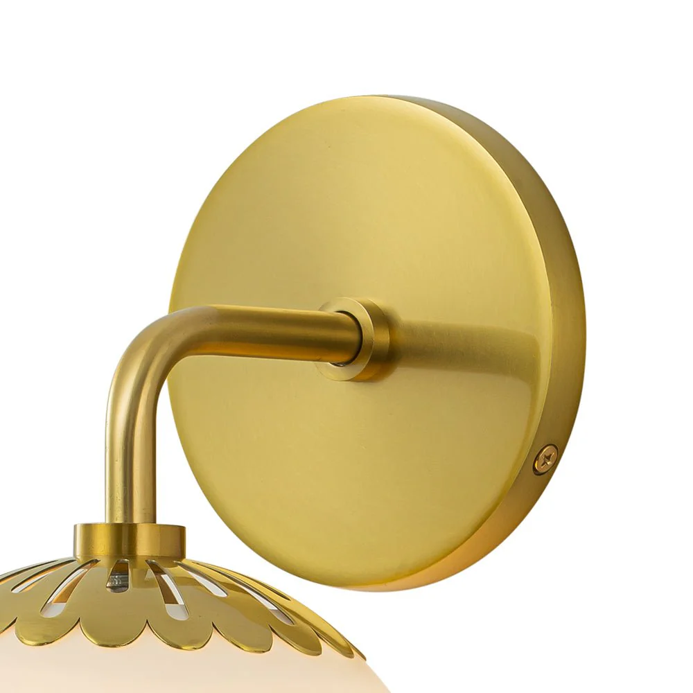 Brass Daisy 1-Light Opal Glass Globe Wall Lamp - Image 10