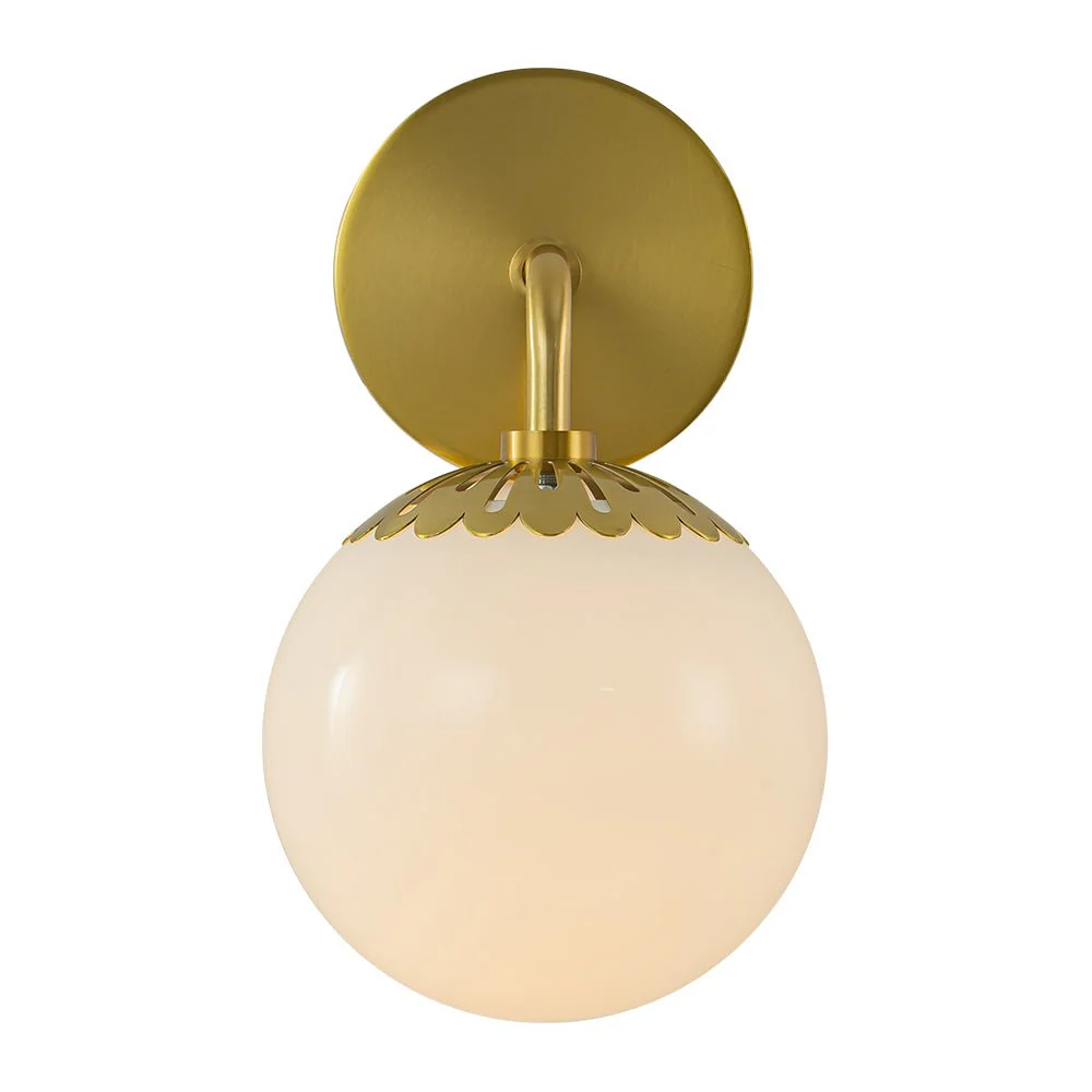 Brass Daisy 1-Light Opal Glass Globe Wall Lamp - Image 3