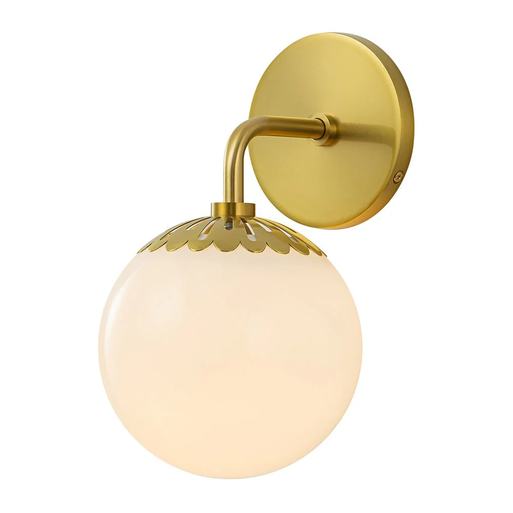 Brass Daisy 1-Light Opal Glass Globe Wall Lamp - Image 4