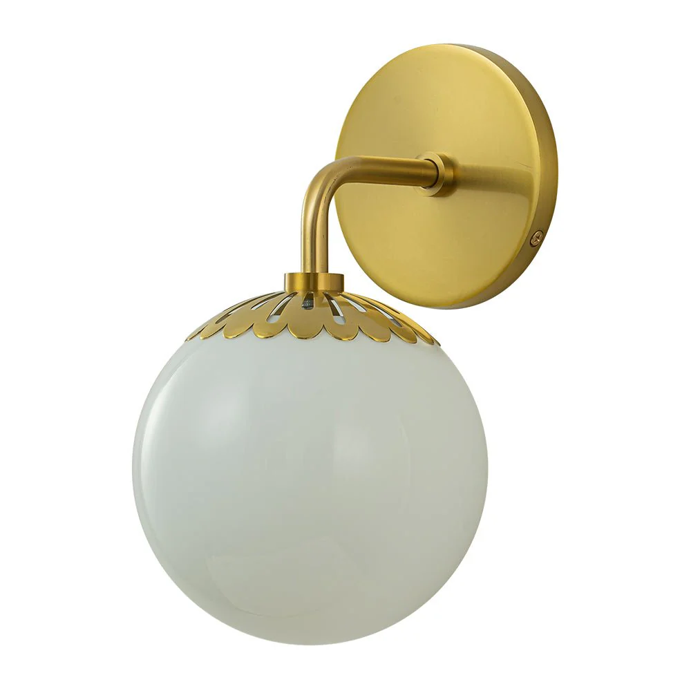 Brass Daisy 1-Light Opal Glass Globe Wall Lamp - Image 5