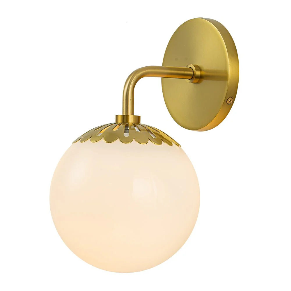 Brass Daisy 1-Light Opal Glass Globe Wall Lamp - Image 6