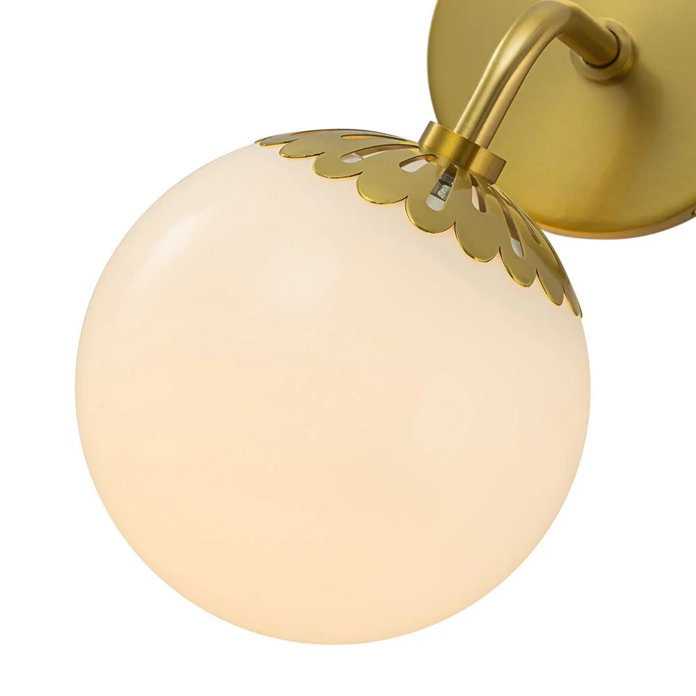 Brass Daisy 1-Light Opal Glass Globe Wall Lamp - Image 7