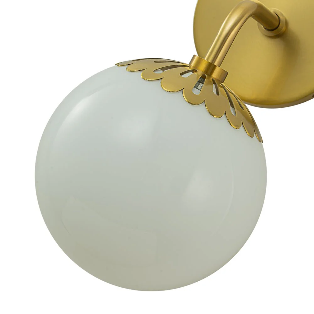 Brass Daisy 1-Light Opal Glass Globe Wall Lamp - Image 8