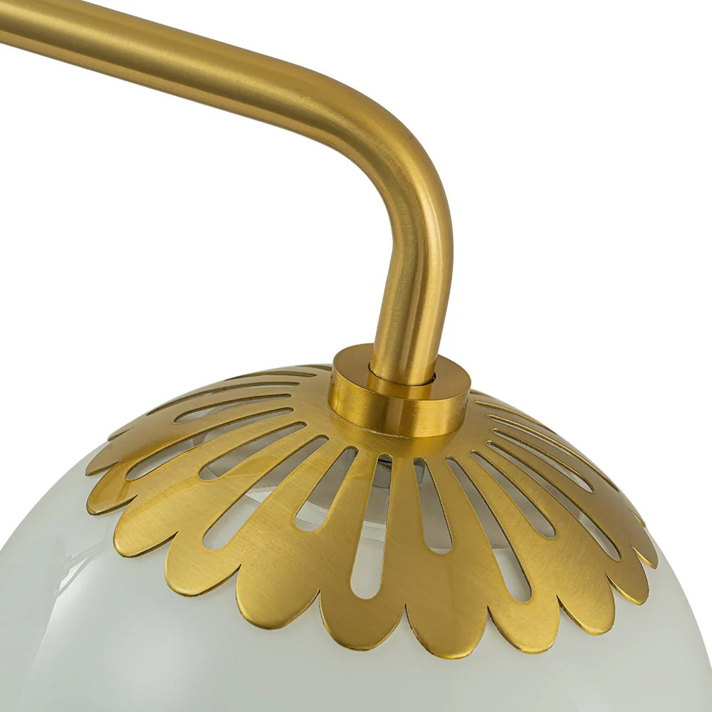 Brass Daisy 3-Light Opal Glass Globe Vanity Light - Image 11