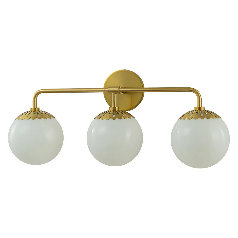 Brass Daisy 3-Light Opal Glass Globe Vanity Light - Image 6