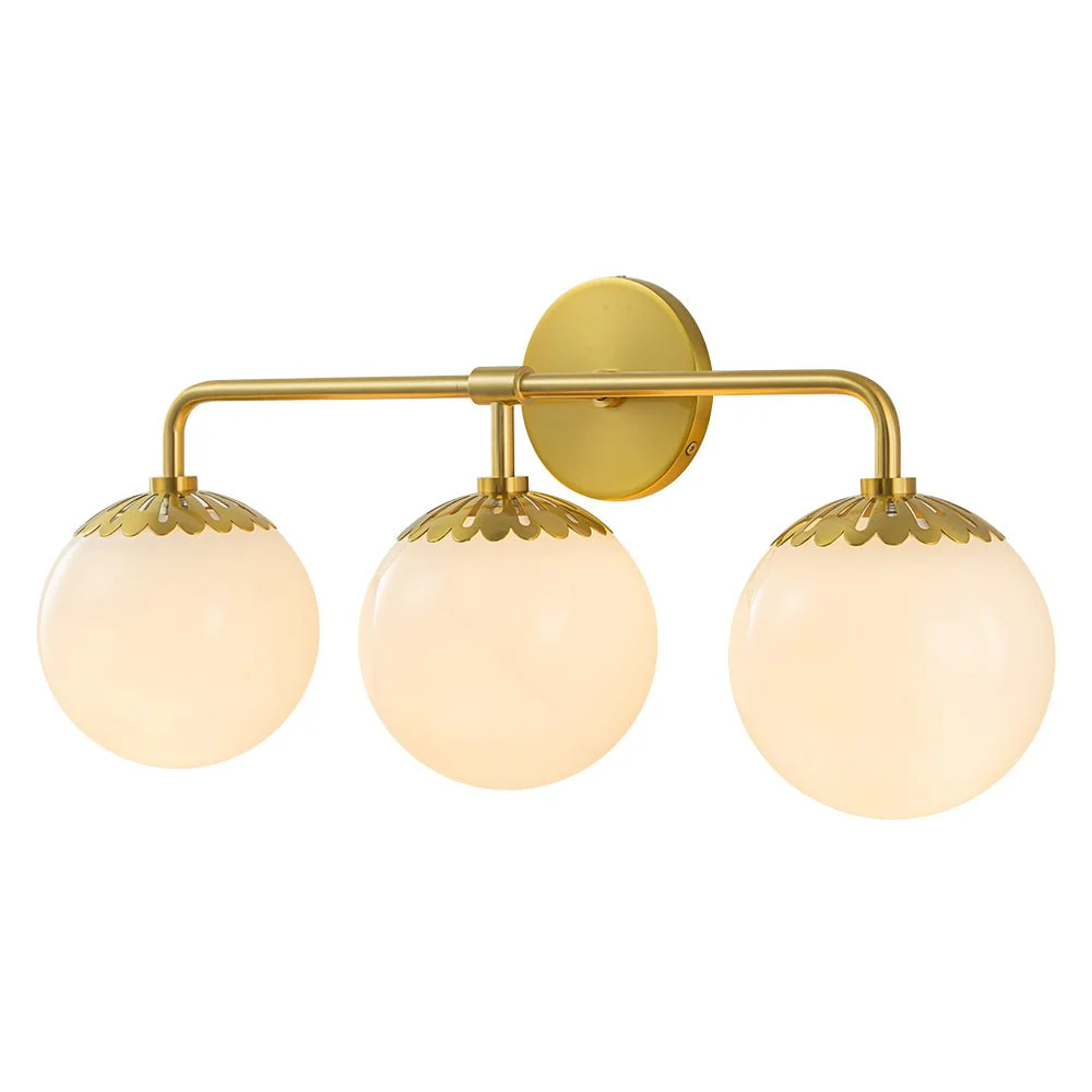 Brass Daisy 3-Light Opal Glass Globe Vanity Light - Image 7