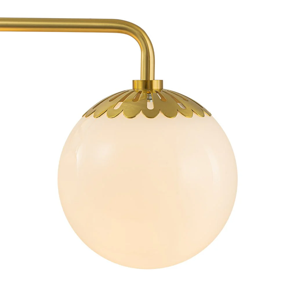 Brass Daisy 3-Light Opal Glass Globe Vanity Light - Image 9