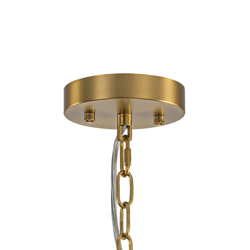 Brass Draped Ribbed Glass Bubble Round Pendant Chandelier - Image 28