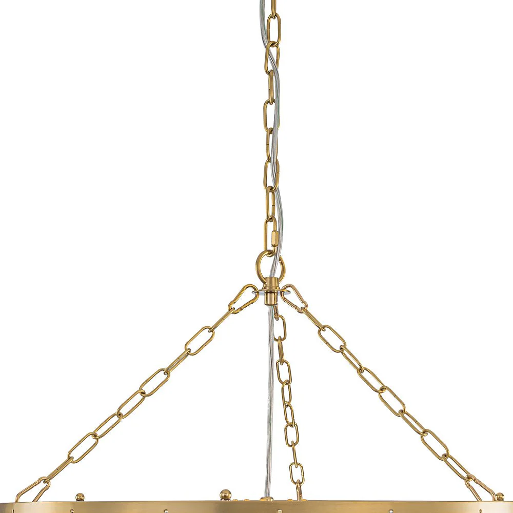 Brass Draped Ribbed Glass Bubble Round Pendant Chandelier - Image 29