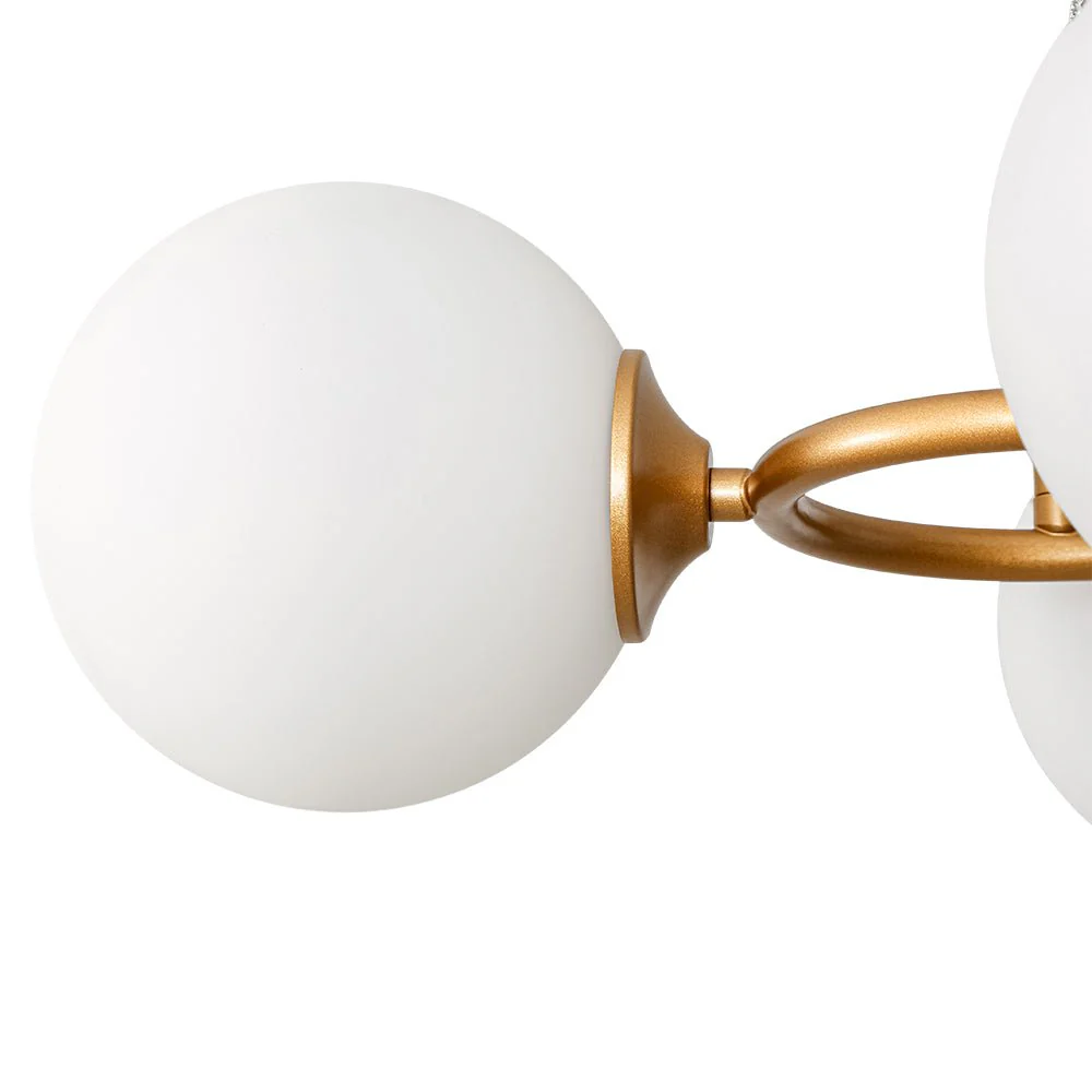 Brass Frosted White Glass Bubble Oval Ring Island Chandelier - Image 14