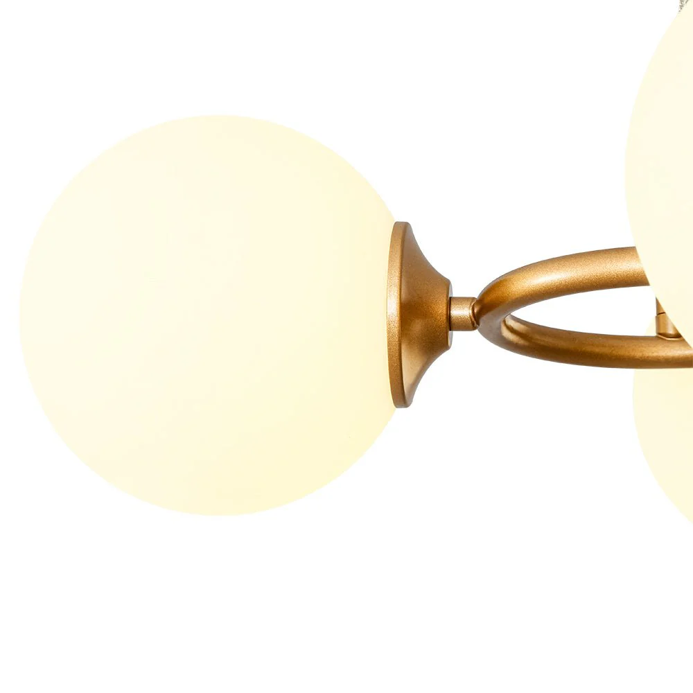 Brass Frosted White Glass Bubble Oval Ring Island Chandelier - Image 15