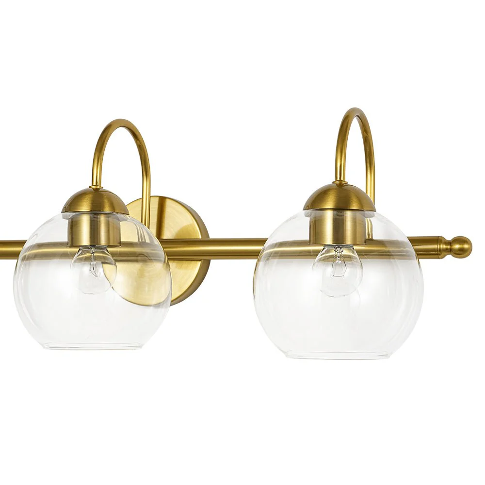 Brass Goose Arm Glass Globe 3-Light Vanity Wall Sconce - Image 10