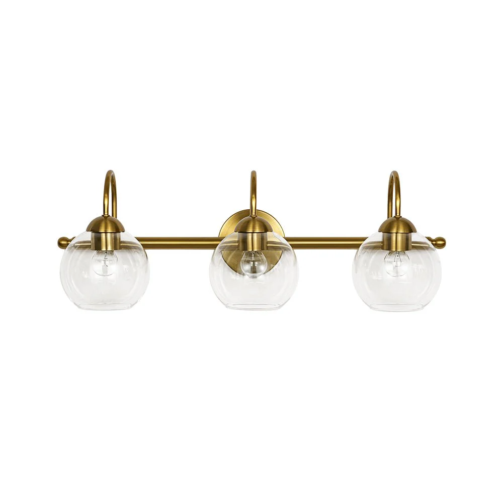 Brass Goose Arm Glass Globe 3-Light Vanity Wall Sconce - Image 6