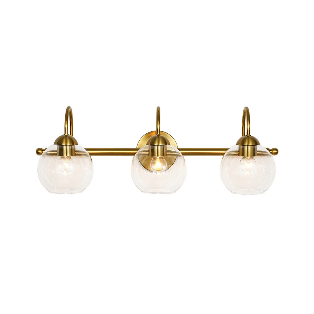 Brass Goose Arm Glass Globe 3-Light Vanity Wall Sconce - Image 7