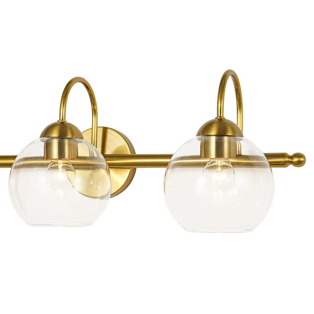 Brass Goose Arm Glass Globe 3-Light Vanity Wall Sconce - Image 9