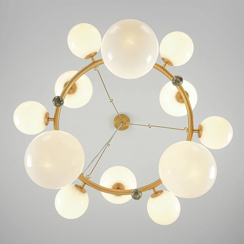 Brass Halo Shine Opal Glass Bubble Ring Chandelier - Image 11